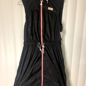 Hunter windbreaker dress with hood.